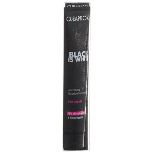 Curaprox Black היא משחת שיניים לבנה סינגל 90 מ"ל