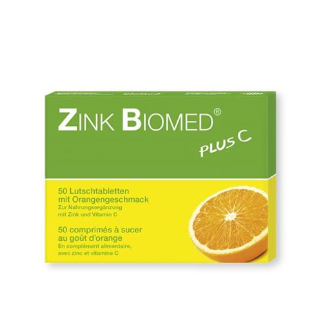 Zink Biomed plus C pastiller orange 50 stk