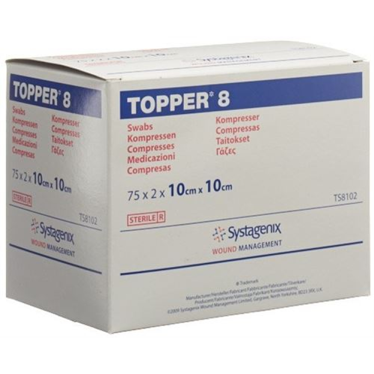 TOPPER 8 NW Compr 10x10cm sterilne 75 vrečk 2 kos