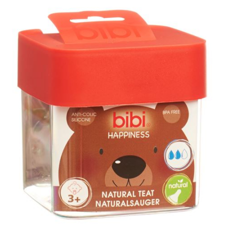 bibi narrow-neck teat Happiness Natural Silicone 3+ M SV-A+B