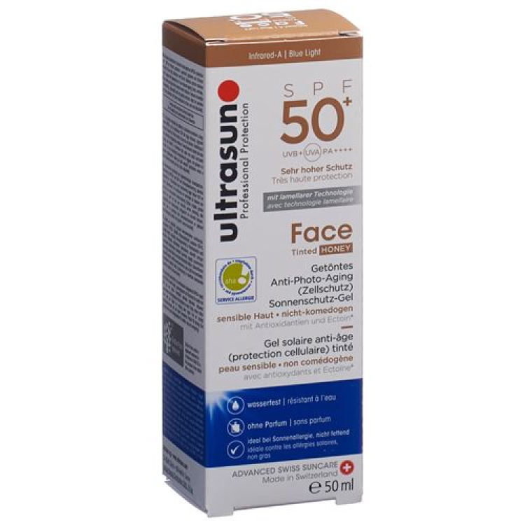 Ultrasun Gezicht Getint SPF 50+ Honing 50 ml