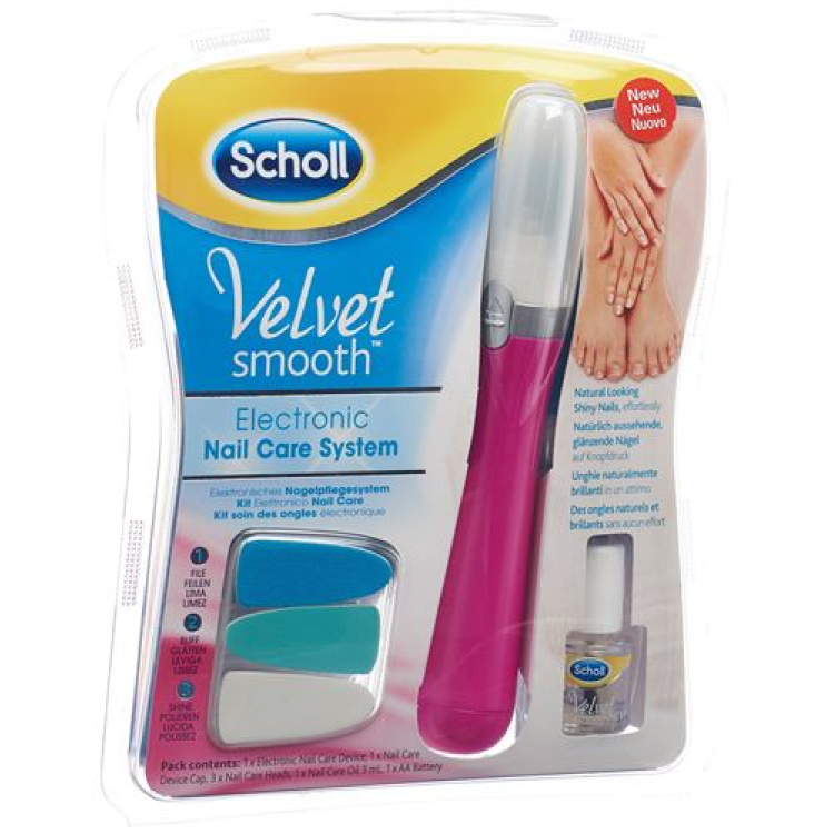 Scholl Velvet Smooth electronically nail care system pink