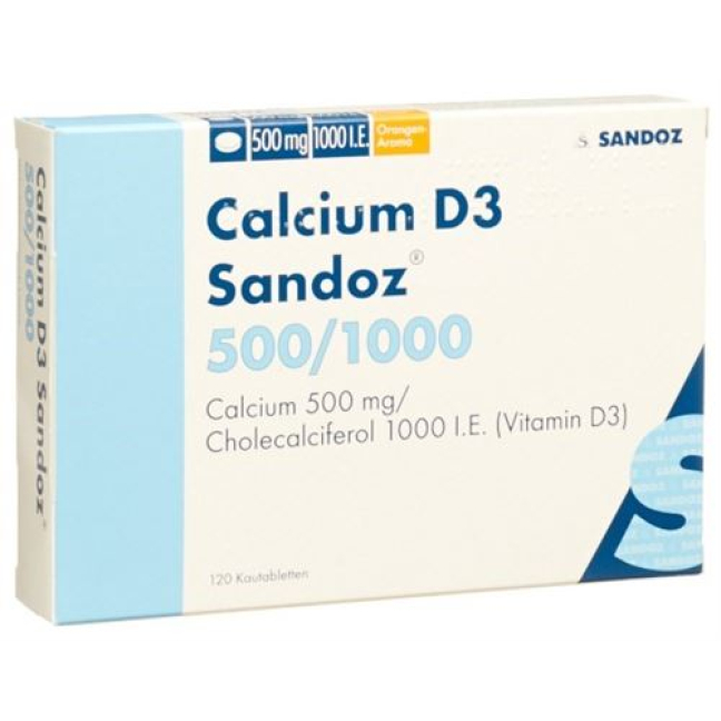 Calcium Sandoz D3 Kautabl 500/1000 120 τεμ.