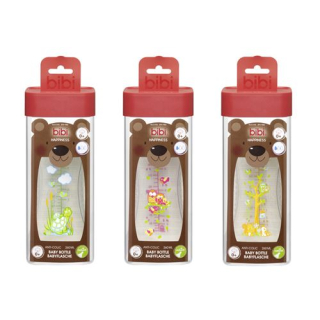 Bibi narrow neck bottle Happiness PP 260ml Natural silicone 0+ M Play with Us assorted SV-A + B 6 pcs