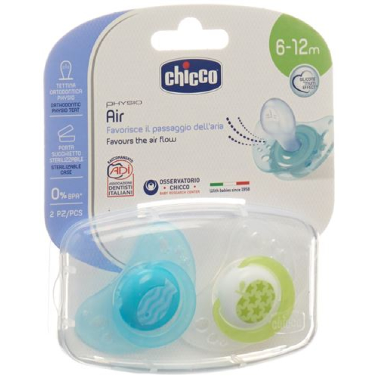 Chicco Physiological Soother silicone medium BLUE 6-16m CASE IT / DE / FR 2 pcs