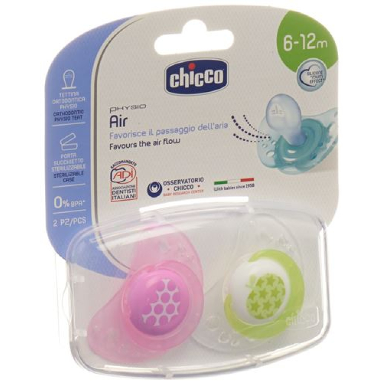 Chicco Physiological Soother silicone medium PINK 6-16m CASE IT / EN / FR