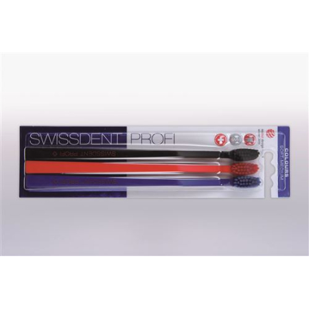 Swissdent Colors Toothbrush Trio black red blue soft-medium