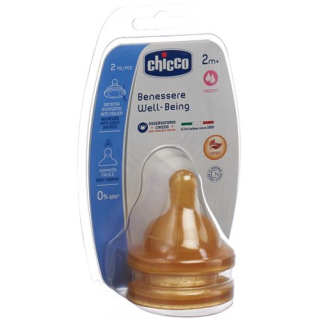 Chicco Physiological Anti-Colic Teats rubber. 2 hole. medium flow 2m + IT / DE / FR 2 pcs
