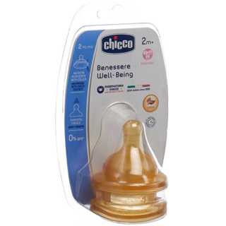 Chicco Physiological anti-colic bottle nipple rubber Tris-suction variable flow 2m + IT / DE / FR 2 Stk