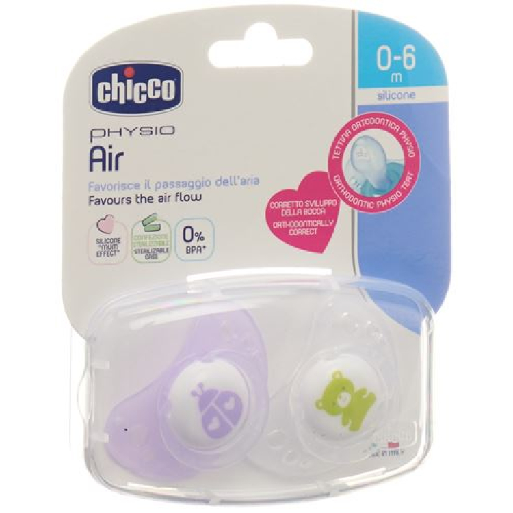 Chicco Physiological Silicone Soother mini PINK 0-6m CASE IT / EN / FR