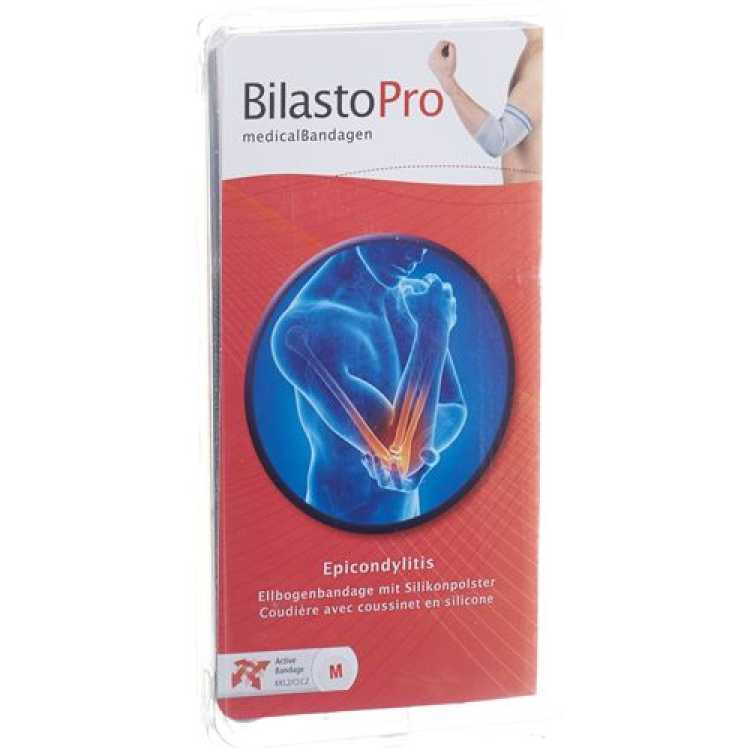 Bilasto Pro Epicondylitis Ellbogenbandage M grau mit Silikonpols