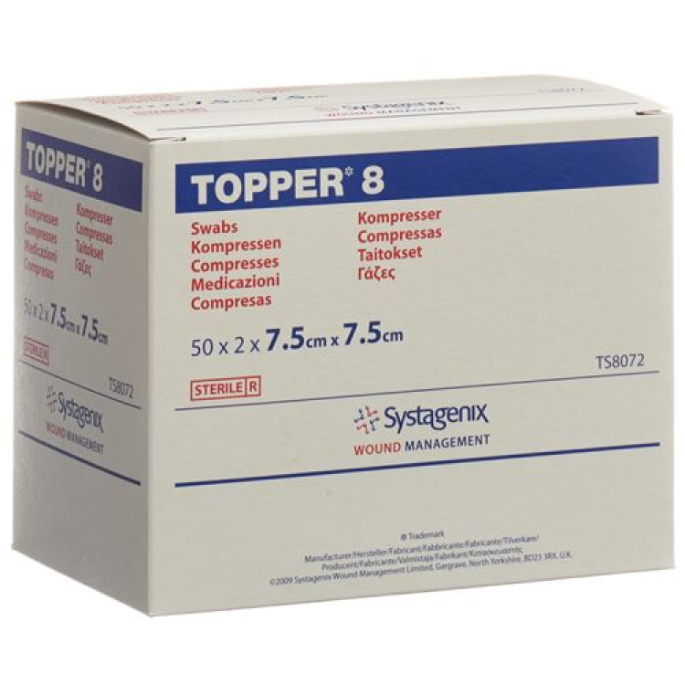 TOPPER 8 NW Kompr 7,5x7,5cm steril 50 Bataljon 2 stk.