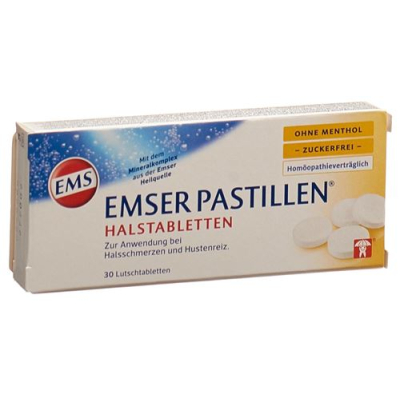 Emser គ្មានជាតិស្ករដោយគ្មាន menthol 30 pastilles