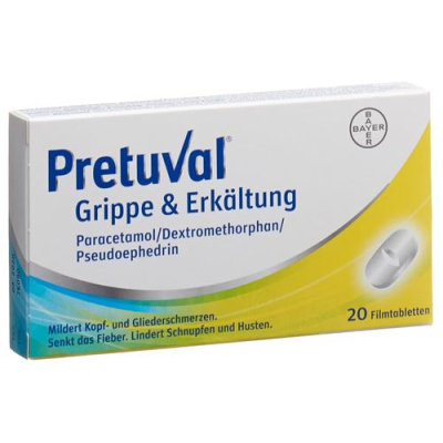 Pretuval qrip və soyuqdəymə film-coated tablets 20 ədəd