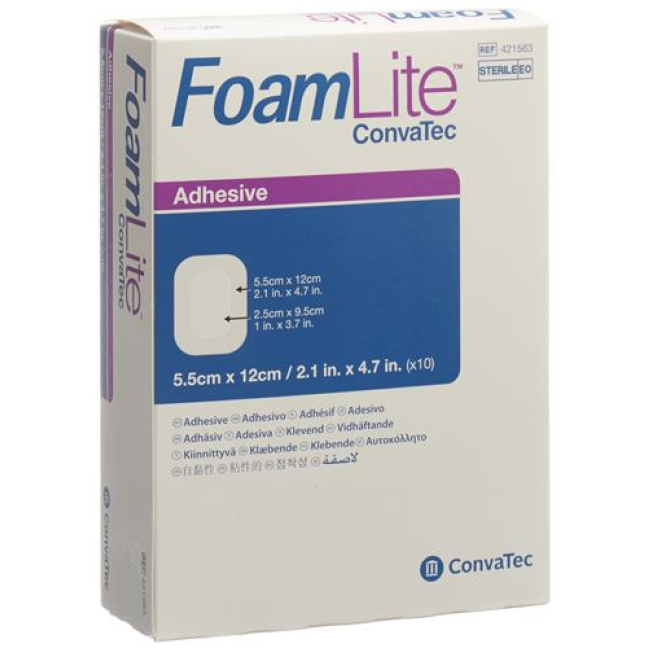 Foam Lite Convatec silicone foam dressing 5.5x12cm 10 កុំព្យូទ័រ