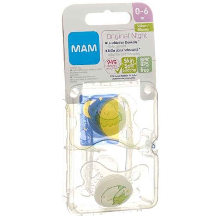 Chupeta noturna MAM silicone 0-6 meses unissex 2 unid.