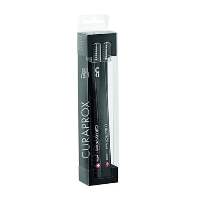 Curaprox Black is White toothbrushes ខ្មៅ/ខ្មៅ 2 pcs