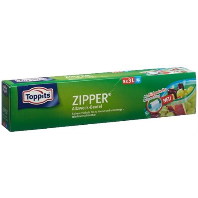 Toppits Zipper general purpose pouch 3l 8 pcs - Beeovita