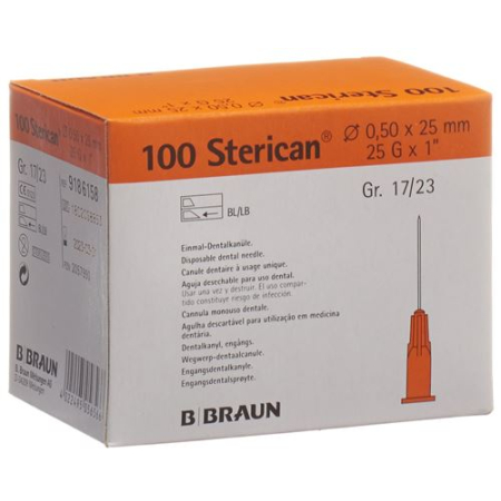 STERICAN nål Dent 25G 0,5x25mm oransje 100 stk