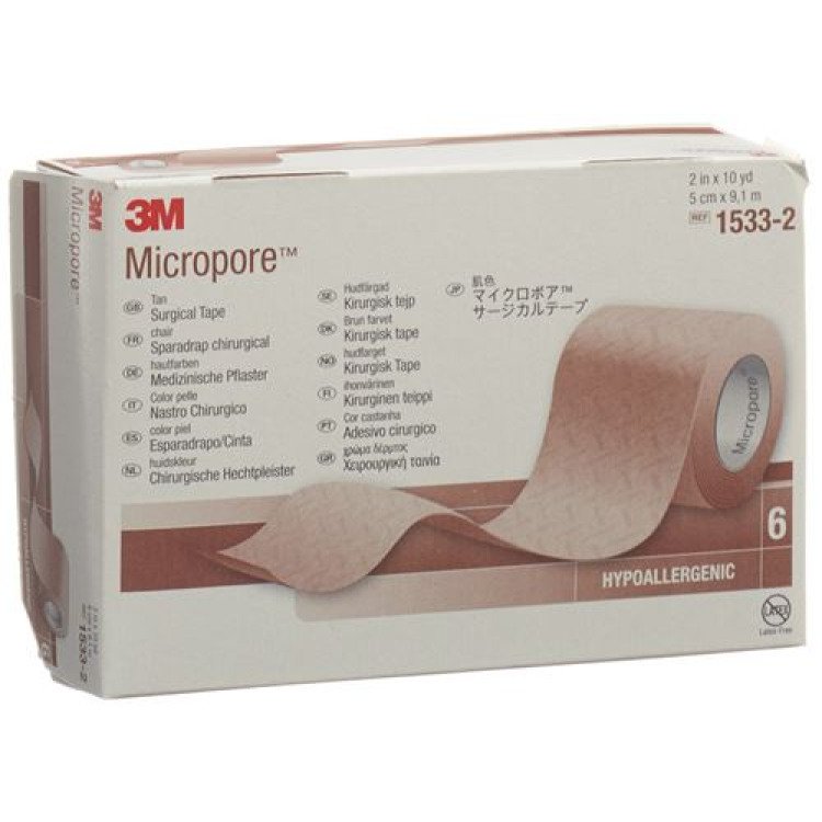 Диспенсергүй 3M Micropore өнхрөх гипс 50ммх9.14м арьсны өнгө