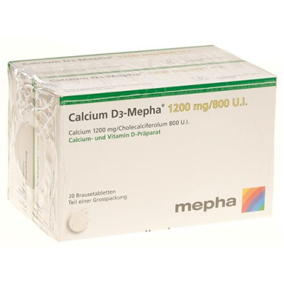 Calcium d3 mepha effervescent tablets 1200/800 2 x 20 stk.