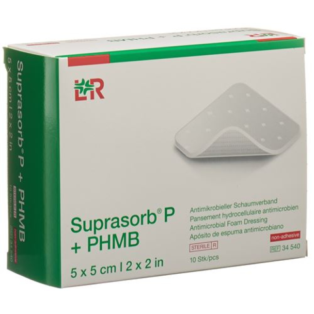 Suprasorb P + PHMB antimikrobiyal köpük yara örtüsü 5x5cm 10 adet