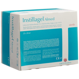 Instillagel Almed steril tek kullanımlık şırıngalar 25 x 10 ml