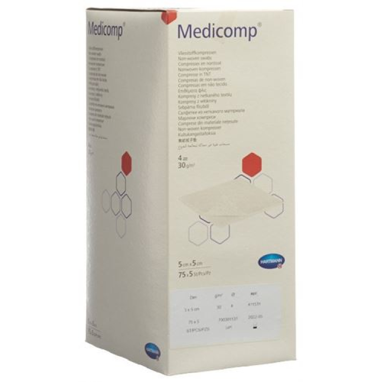 MEDICOMP fleecekomp 5x5cm 4f 30g/m2 75x5 kpl