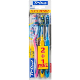 Trisa Flexible Head Toothbrush Trio medium 3 pcs