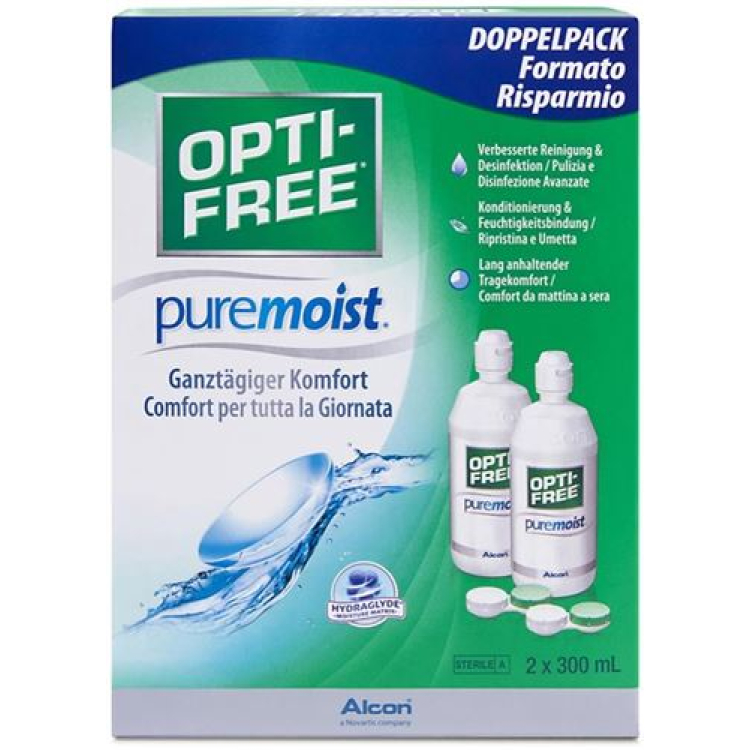 Optifree PureMoist çoxfunksiyalı dezinfeksiyaedici məhlul Lös 2 şüşə 300 ml