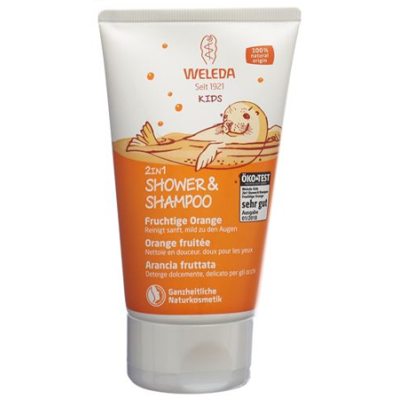 Weleda Kids 2 w 1 żel pod prysznic i szampon owocowa pomarańcza 150 ml