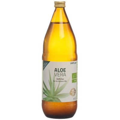 Aloe Vera Juice Organic 100% pure unfiltered 1 lt glass bottle