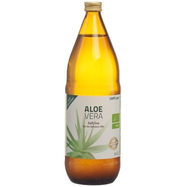 Aloe Vera Juice Organic 100% pure unfiltered 1 lt Glasfl