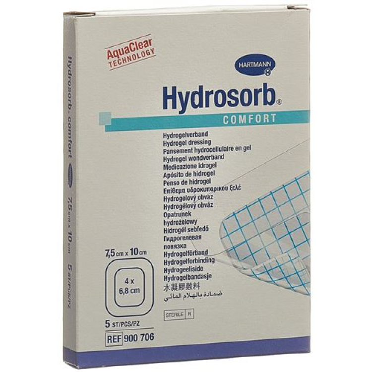 HYDROSORB COMFORT Hidrogelis 7,5x10cm sterilus 5 vnt