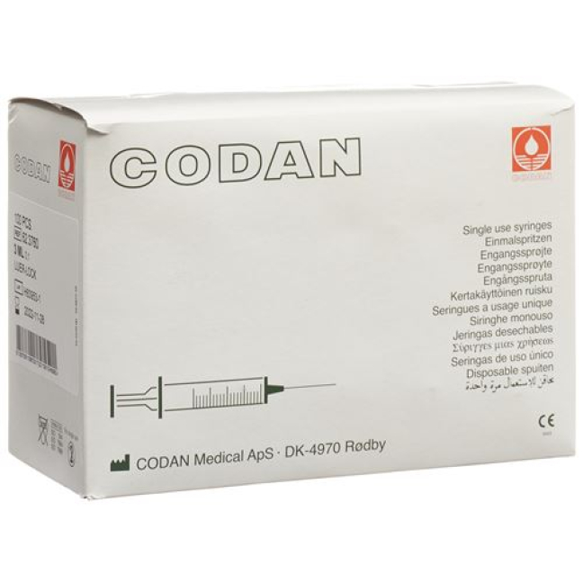 Codan disposable syringe 3ml Luer Lock 100 pcs