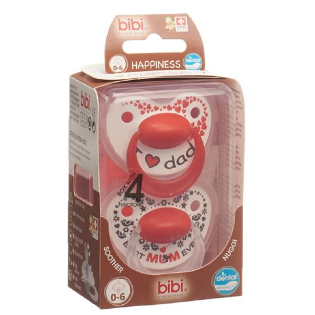 Bibi Nuggi Happiness dental silicone 0-6 ring Mum / Dad Duo Premium SV-A