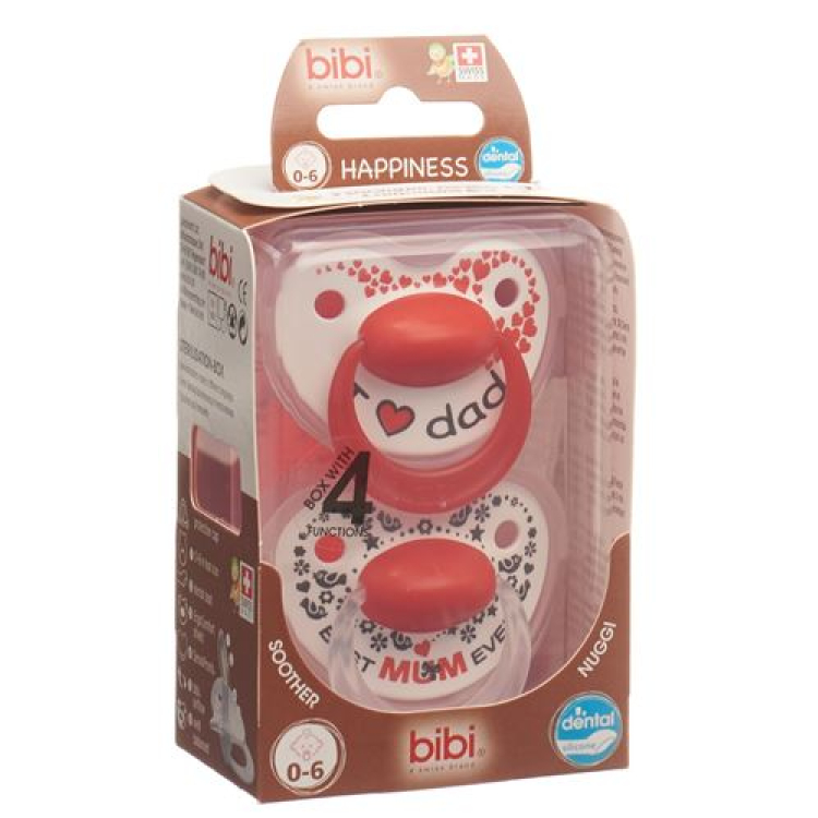 Bibi Nuggi Happiness dental silicone 0-6 ring Mum / Dad Duo Premium SV-A