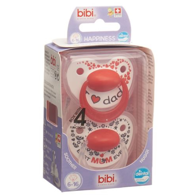 bibi Nuggi Happiness Dental Silicone 6-16 Ring Mum/Dad Duo Premium