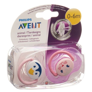Avent Philips soother 0-6 months animals Girl 2 pcs
