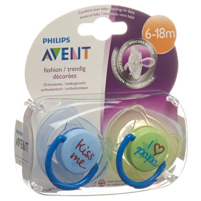 Avent Philips Soother Ilove-Kiss 6-18 Months Boy 2 pieces