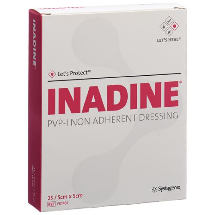 Inadine krytí na rány 5x5cm sterilní 25 Btl