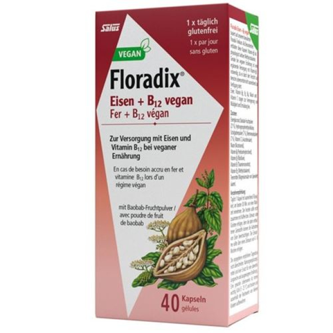 Floradix Iron + B12 Vegan 40 kapsúl