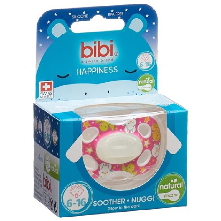 bibi soother Happiness Natural silicone 6-16 Glow in the Dark SV-A