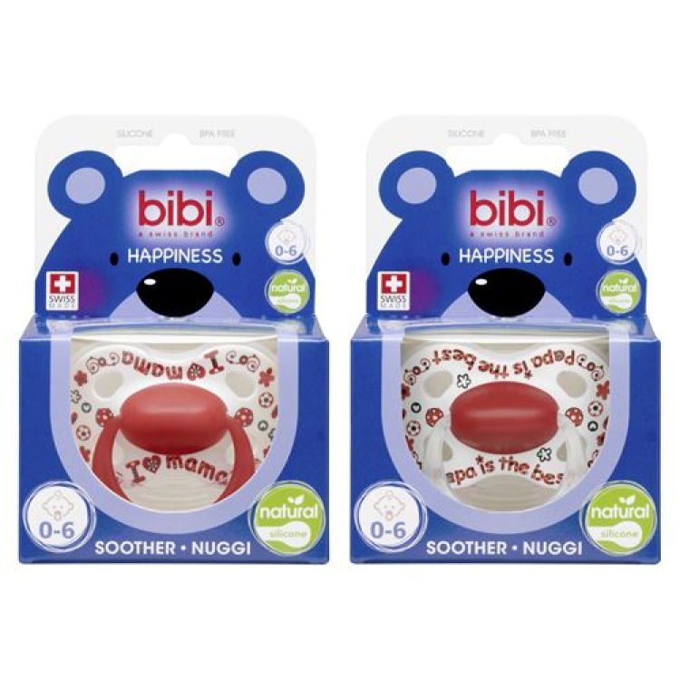 Bibi Nuggi Happiness Natural Silicon 0-6 ring Mama / Papa SV-A