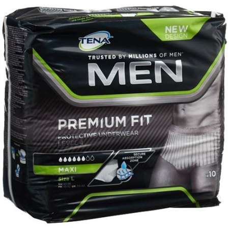 TENA Men Premium Fit ملابس داخلية واقية من المستوى 4 L 10 قطعة