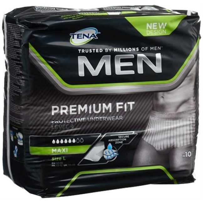 TENA Men Premium Fit Sous-Vêtements Protecteurs Niveau 4 L 10 pcs