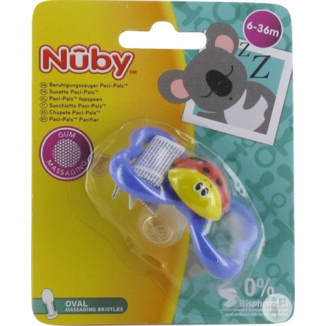 Nuby Pacifier Paci-Pals Oval Silicone with Nubs 6-36 Months
