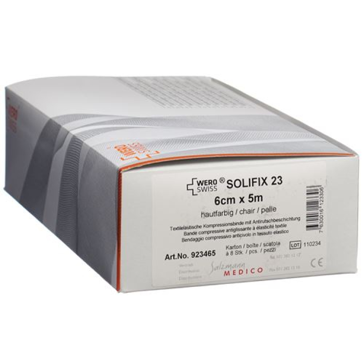 WERO SWISS Solifix 23 lühivenitav side 5mx6cm nahavärvi 8 tk