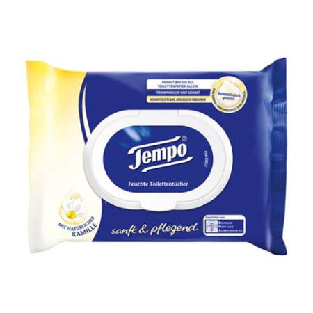 Tempo ариун цэврийн цаас чийгтэй зөөлөн & тэжээллэг 42 ширхэг
