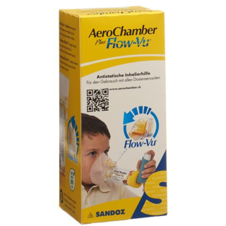 Aerochamber Plus Flow-Vu com máscara (1-5 anos) Amarelo